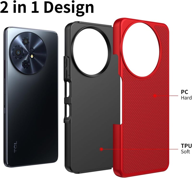 Mocotto for TCL 60 XE NXTPAPER 5G/TCL 50 XL 5G Case with Tempered Glass Screen Protector,Dual Layer Heavy Duty Shockproof Protection (Red) - Image 3